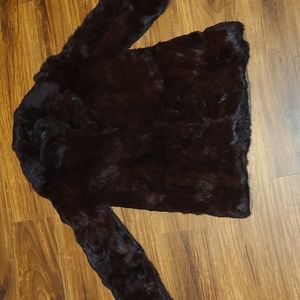 Maroon faux fur